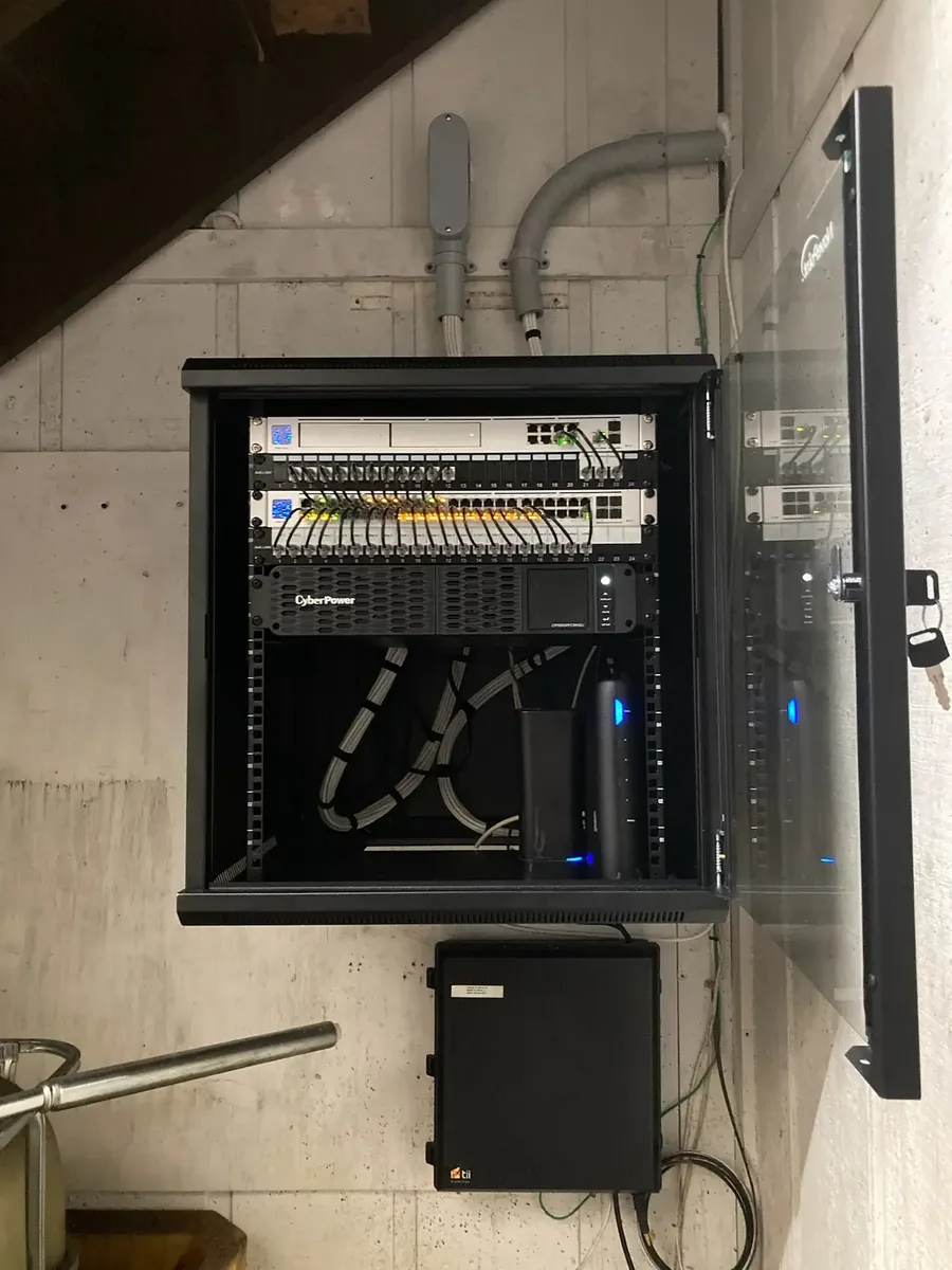 UniFi security camera system and network rack installation for auto repair shop Brandon FL