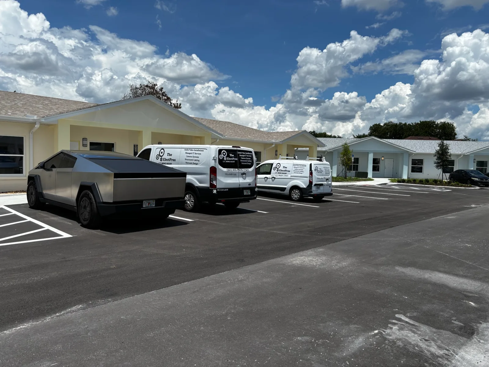 UniFi network rack, fiber backbone and camera system installed by The Electpros at Buen Vecino senior living community in Kissimmee, FL