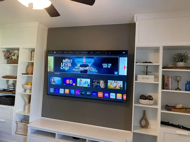 Flat screen TV mounted on wall in Brevard County living room