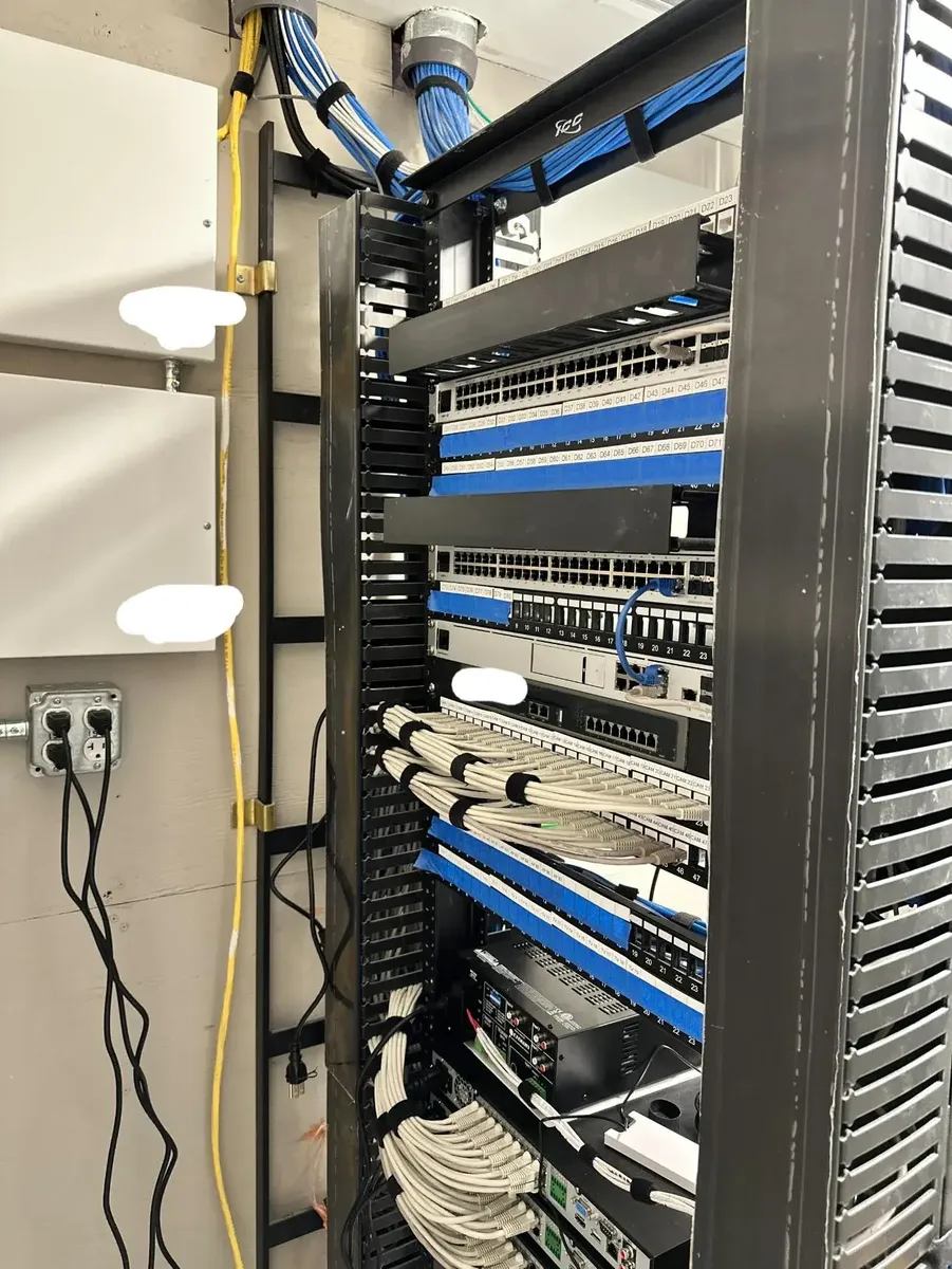 Commercial network rack patch panel structured cabling Palm Bay FL